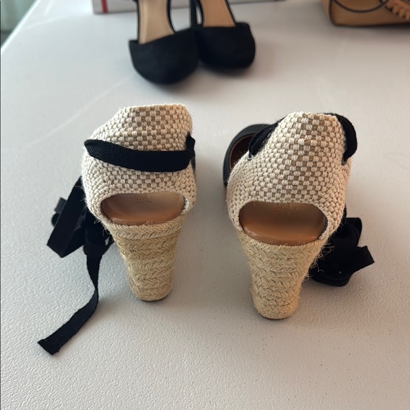 J Crew Black and Cream Espadrille Wedge Sandals - Picture 3 of 3